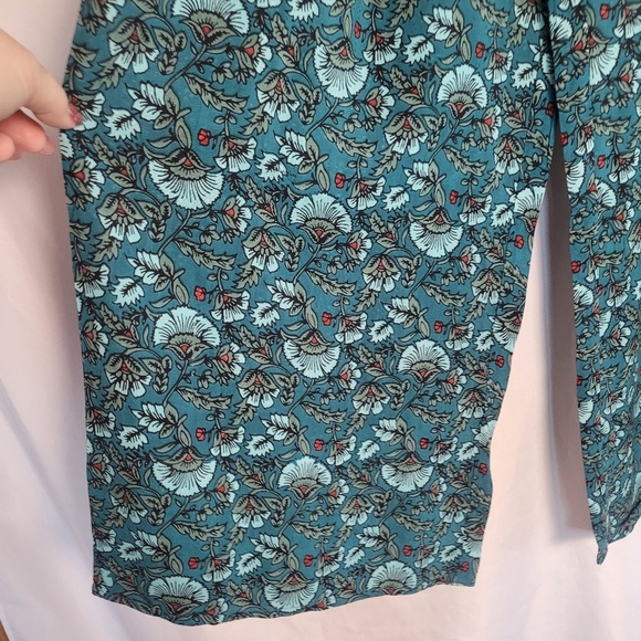NWT Band of the Free Elise Teal Floral Wide Leg Pullon Pants Women's Size Small - Picture 3 of 10